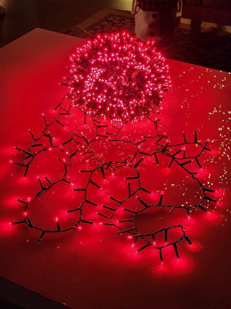 PISCA FESTÃO 1500 LEDS 40 METROS VERMELHO COM STROBO VERMELHO BIVOLT USO INTERNO E EXTERNO