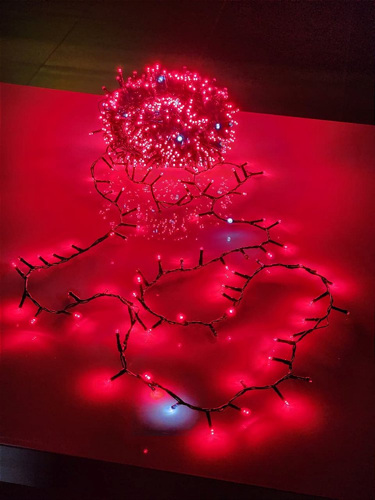 PISCA FESTÃO 900 LEDS 20 METROS VERMELHO COM STROBO BRANCO FRIO BIVOLT