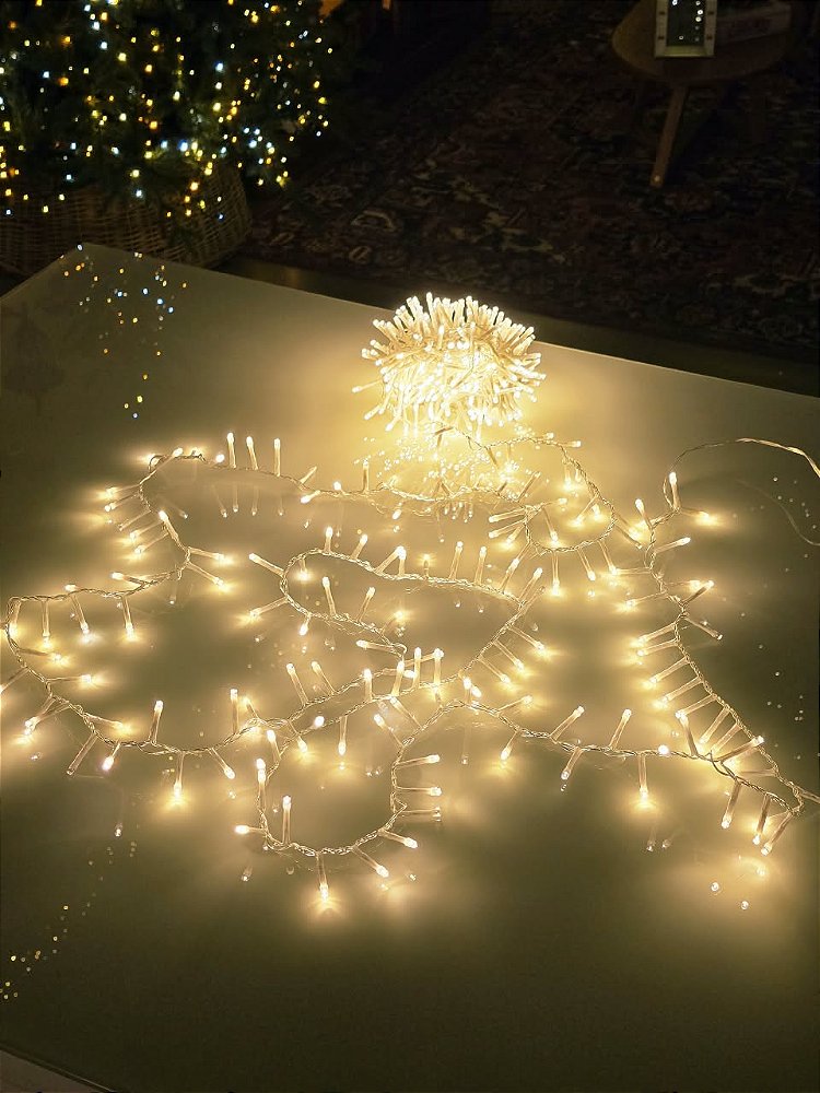 PISCA STROBO 20 METROS 1000 LEDS WARM BIVOLT FIO TRANSPARENTE