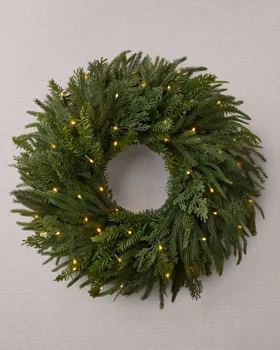 Guirlanda de Natal 90 cm com LED e Folhagens Verdes